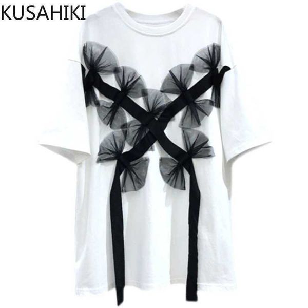kusahikii korean mesh bowknot ribbon woman tshirts causal short sleeve o-neck tee spring summer t shirt femme 6g035 210602, White
kusahikii korean mesh bowknot ribbon woman tshirts causal short sleeve o-neck tee spring summer t shirt femme 6g035 210602, White