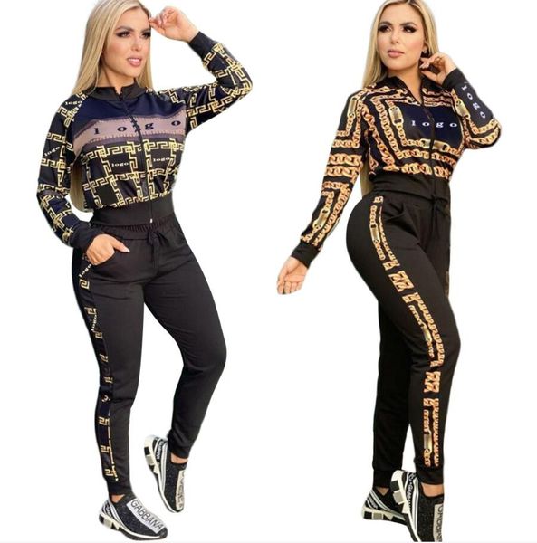 j2617 european and american women's two-piece pants rich and fashionable printed sports suit, White
j2617 european and american women's two-piece pants rich and fashionable printed sports suit, White