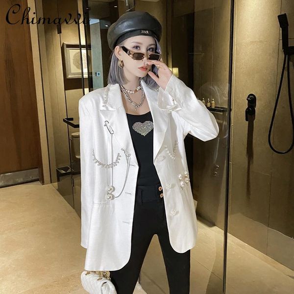 women's suits & blazers white blazer women 2021 spring autumn fashion design thin high-end long-sleeved jacket european style heavy bea, White;black
women's suits & blazers white blazer women 2021 spring autumn fashion design thin high-end long-sleeved jacket european style heavy bea, White;black