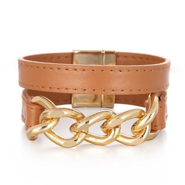 bangle bohemian leather simple alloy thick chain bracelet for women two-color magnetic clasp all-match jewelry gift, Black
bangle bohemian leather simple alloy thick chain bracelet for women two-color magnetic clasp all-match jewelry gift, Black
