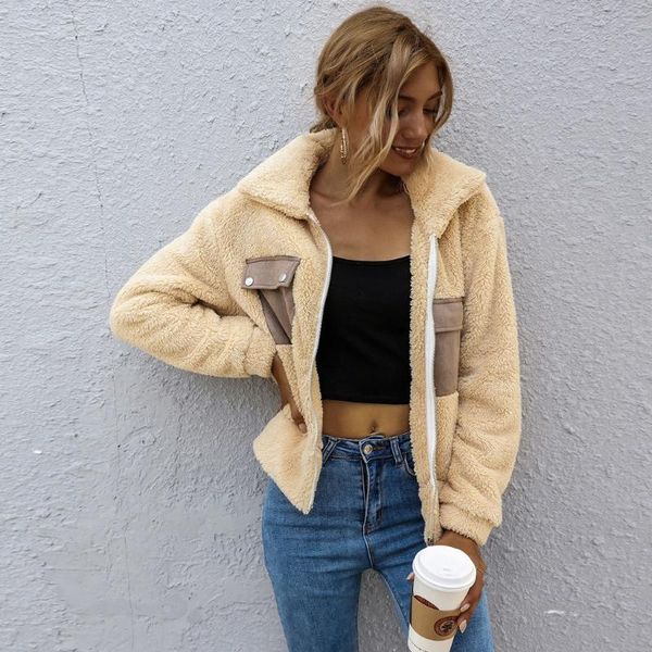 women's wool & blends women winter warm plush coat long sleeve thick zipper jacket casual lapel solid color loose outwear, Black
women's wool & blends women winter warm plush coat long sleeve thick zipper jacket casual lapel solid color loose outwear, Black