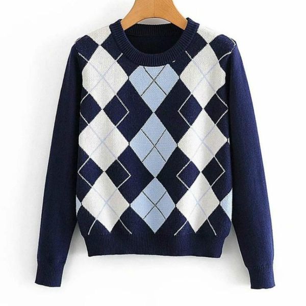 women's sweaters vintage argyle sweater women pullover autumn 2021 stylish plaid patchwork cotton full oneck england style winter cloth, White;black
women's sweaters vintage argyle sweater women pullover autumn 2021 stylish plaid patchwork cotton full oneck england style winter cloth, White;black