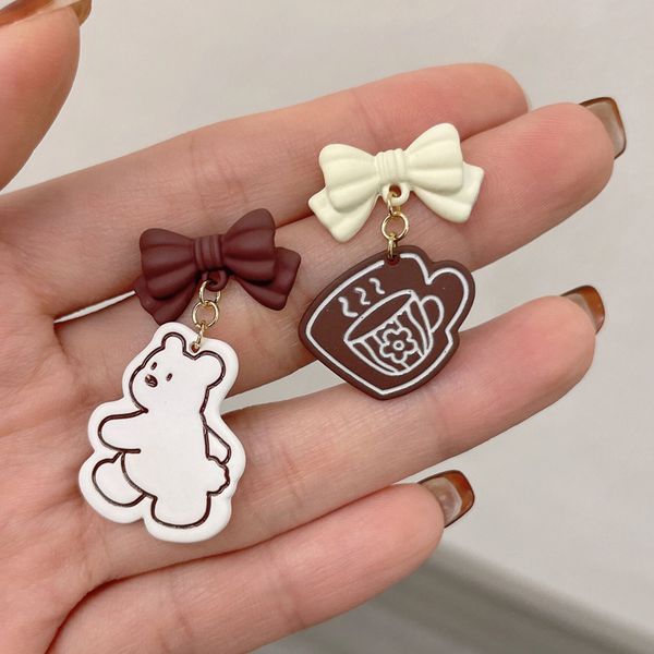 self-designed s925 silver needle sweet bow coffee bear asymmetric charm cute paint earrings, Golden
self-designed s925 silver needle sweet bow coffee bear asymmetric charm cute paint earrings, Golden