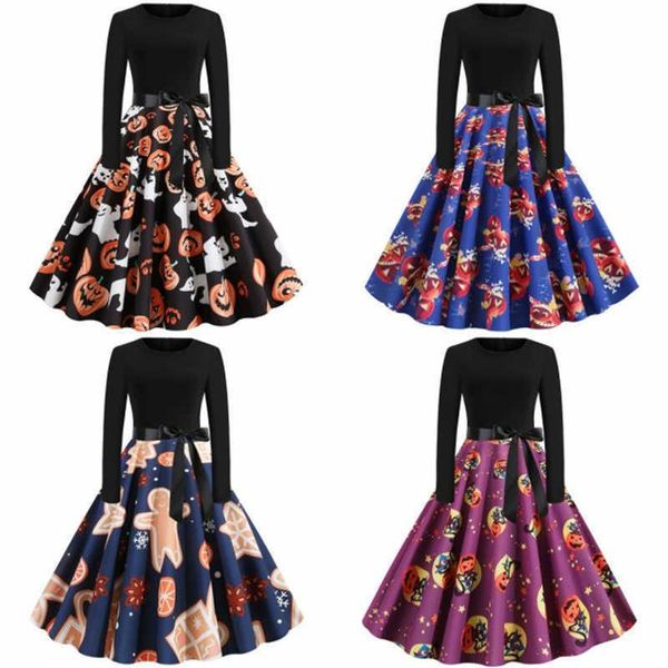 casual dresses christmas women vintage print long sleeve dress evening party swing fashion, Black;gray
casual dresses christmas women vintage print long sleeve dress evening party swing fashion, Black;gray