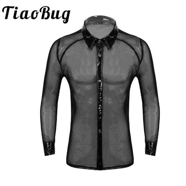 mens lingerie see-through shirt for night club stage performance patent leather mesh patchwork turn-down collar long sleeve, White;black
mens lingerie see-through shirt for night club stage performance patent leather mesh patchwork turn-down collar long sleeve, White;black