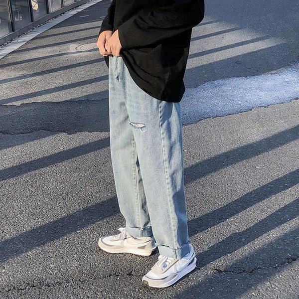 men's jeans 2021 ripped straight japanese loose wide leg pants draping daddy big mouth fashion brand hip hop, Blue
men's jeans 2021 ripped straight japanese loose wide leg pants draping daddy big mouth fashion brand hip hop, Blue