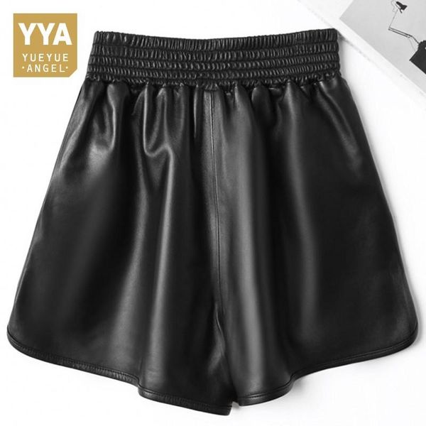 women's shorts real sheepskin womens winter wide leg pants women casual elastic waist leather short pant female, White;black
women's shorts real sheepskin womens winter wide leg pants women casual elastic waist leather short pant female, White;black