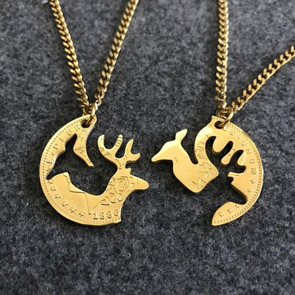 deer pendant commemorating love gift couple gold necklace jewelry hip hop for man and woman goth boho designer trendy, Silver
deer pendant commemorating love gift couple gold necklace jewelry hip hop for man and woman goth boho designer trendy, Silver