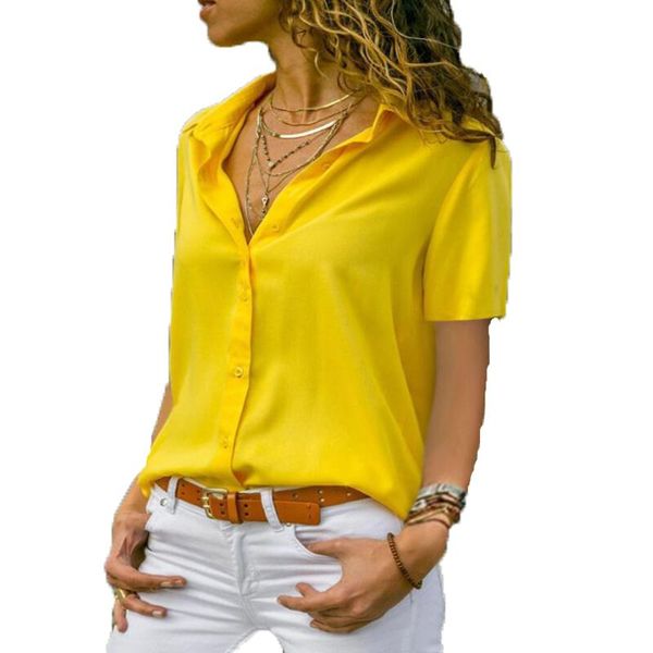 women's blouses & shirts women blouse summer elegant short sleeve solid turn-down shirt female work wear plus size woman casual, White
women's blouses & shirts women blouse summer elegant short sleeve solid turn-down shirt female work wear plus size woman casual, White