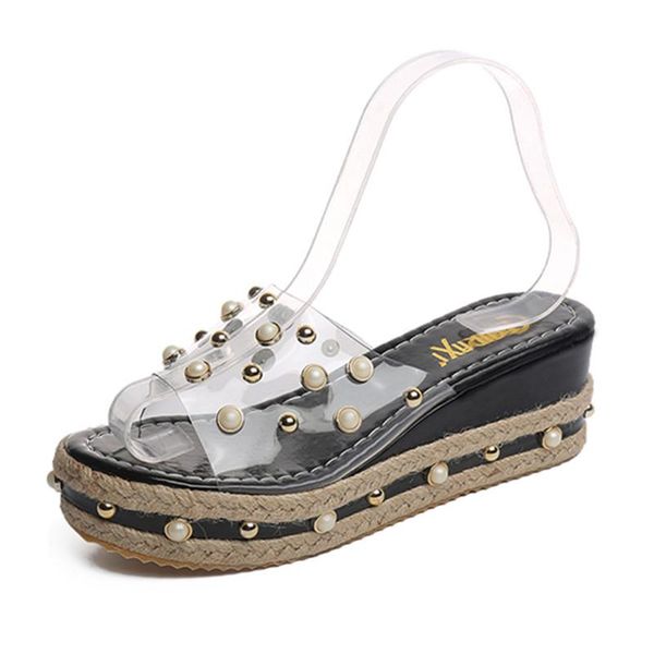 summer candy slippers transparent platform sandal slip-on pearl beach wedges jelly shoes fashion clear sandals for women, Black
summer candy slippers transparent platform sandal slip-on pearl beach wedges jelly shoes fashion clear sandals for women, Black