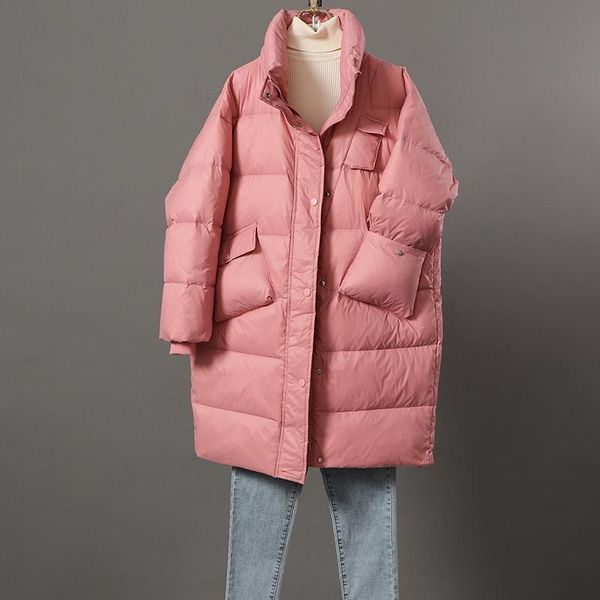 women's down & parkas korean solid mid-length 90% jacket women loose winter warm oversize diagonal pocket outwear clothing fashion femm, Black
women's down & parkas korean solid mid-length 90% jacket women loose winter warm oversize diagonal pocket outwear clothing fashion femm, Black