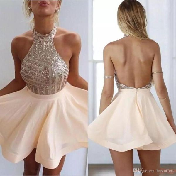 party dresses shiny homecoming prom sequined halter backless flouncing club wear a-line graduation vestidos de graduacion cortas, White;black
party dresses shiny homecoming prom sequined halter backless flouncing club wear a-line graduation vestidos de graduacion cortas, White;black