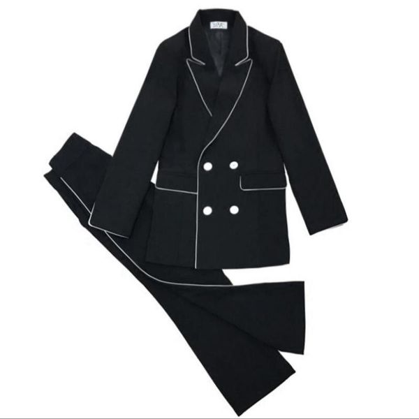 women's suits & blazers pant 2 piece set for women double breasted blazer jacket trouser office lady suit feminino, White;black
women's suits & blazers pant 2 piece set for women double breasted blazer jacket trouser office lady suit feminino, White;black