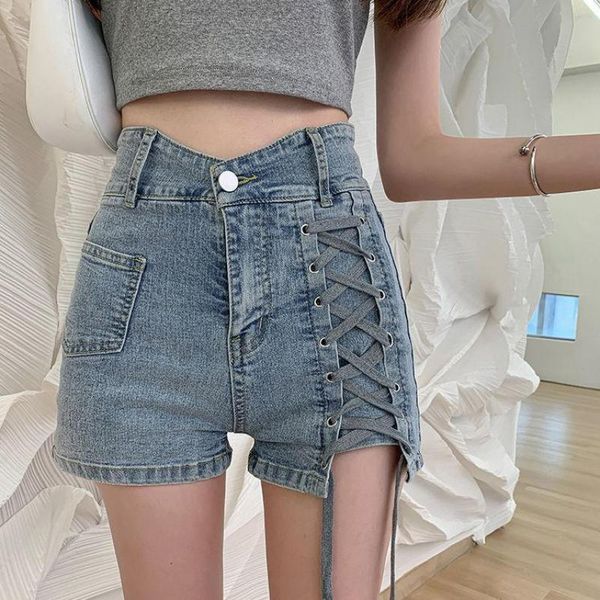 women's shorts spice girls show thin denim women 2021 summer cross bandage design sense high waist a-line pants a009, White;black
women's shorts spice girls show thin denim women 2021 summer cross bandage design sense high waist a-line pants a009, White;black