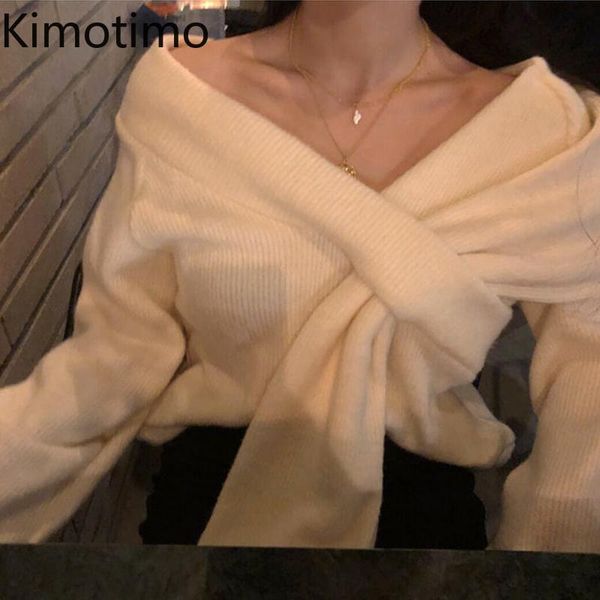 women's sweaters kimotimo design sweater women autumn winter solid cross v neck slim pullover korean ins sweet all-match long sleeve kn, White;black
women's sweaters kimotimo design sweater women autumn winter solid cross v neck slim pullover korean ins sweet all-match long sleeve kn, White;black