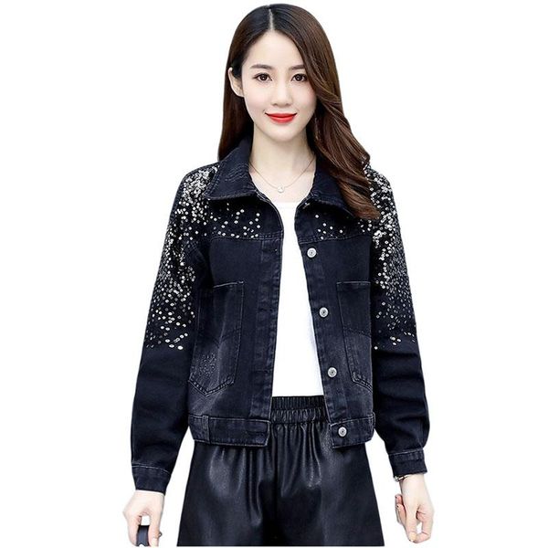 women's jackets 2021 fashion korean denim jacket women spring autumn sequins short outerwear plus size casual student loose jean coat k, Black;brown
women's jackets 2021 fashion korean denim jacket women spring autumn sequins short outerwear plus size casual student loose jean coat k, Black;brown