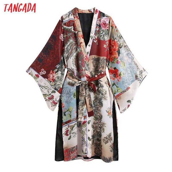 tangada women chic fashion with belt printed kimono coat vintage three quarter sleeve female be938 210609, Black;brown
tangada women chic fashion with belt printed kimono coat vintage three quarter sleeve female be938 210609, Black;brown
