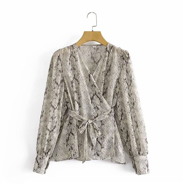 women's knits & tees spring vintage women snake print v-neck blouse chic lady fashion animal long sleeve loose with belt shax, White
women's knits & tees spring vintage women snake print v-neck blouse chic lady fashion animal long sleeve loose with belt shax, White