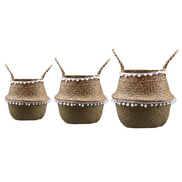 storage baskets 3pcs wicker folding laundry basket with beads rattan seagrass belly plant container garden flower pot decor
storage baskets 3pcs wicker folding laundry basket with beads rattan seagrass belly plant container garden flower pot decor