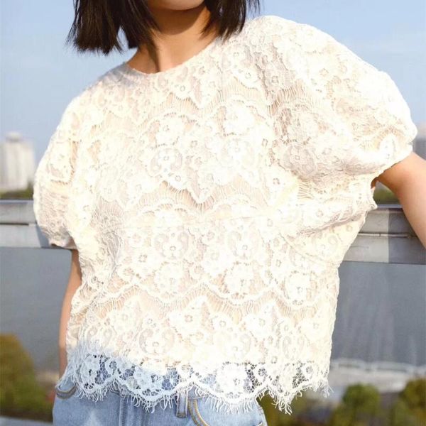 women's blouses & shirts 2021 summer ladies retro and casual style loose lace show off the temperament shirt top, White
women's blouses & shirts 2021 summer ladies retro and casual style loose lace show off the temperament shirt top, White