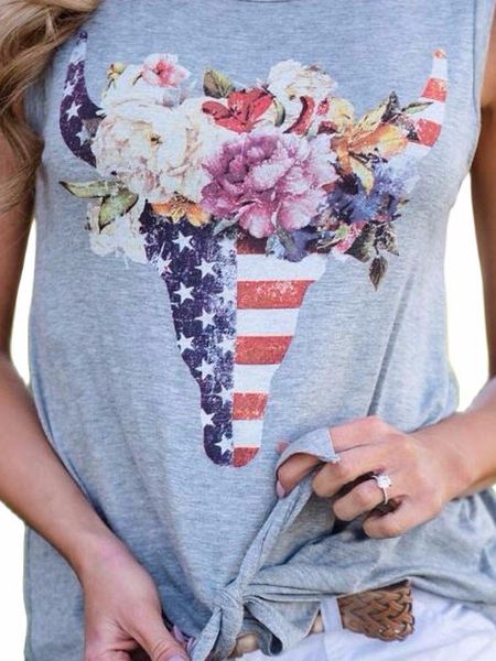 women's t-shirt 2021 summer clothing the bull head pattern printing round neck vest, White
women's t-shirt 2021 summer clothing the bull head pattern printing round neck vest, White