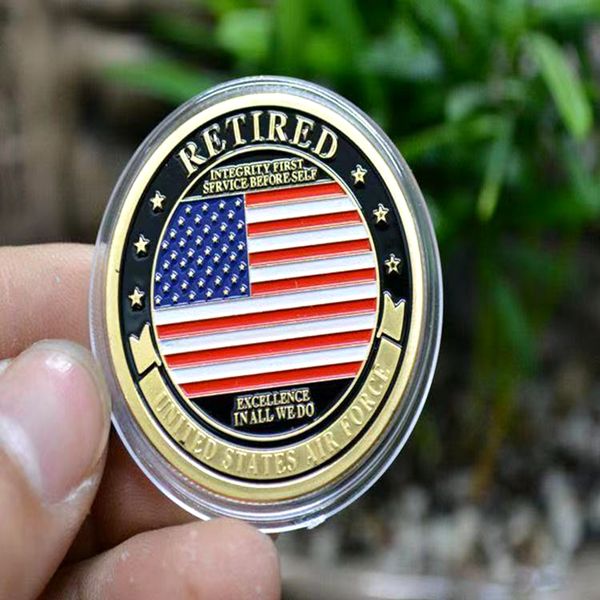 5pcs non magnetic crafts us army military coin united sates air force retired gold plated challenge badge with capsule
5pcs non magnetic crafts us army military coin united sates air force retired gold plated challenge badge with capsule