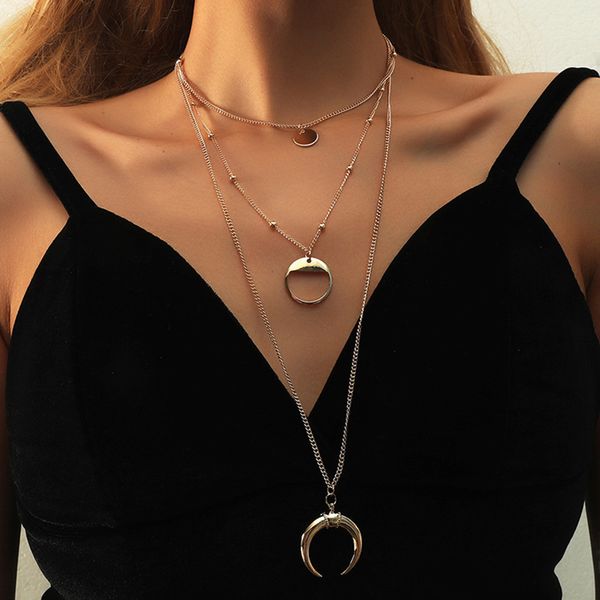 fashion jewelry women's multi-layer fashion necklace irregular gold fashion circle pendant, Silver
fashion jewelry women's multi-layer fashion necklace irregular gold fashion circle pendant, Silver