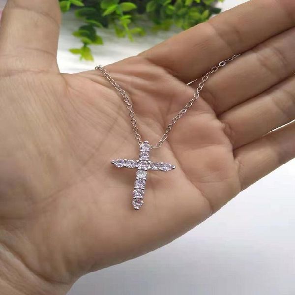 chains necklace 2021 fashion female cross pendants drop crystal pendant jewelry for men/women wholesale, Silver 
chains necklace 2021 fashion female cross pendants drop crystal pendant jewelry for men/women wholesale, Silver