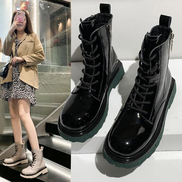 boots whnb women ankle short shoes autumn patent leather lace up ladies female pu non slip winter footwear 2021 woman, Black
boots whnb women ankle short shoes autumn patent leather lace up ladies female pu non slip winter footwear 2021 woman, Black