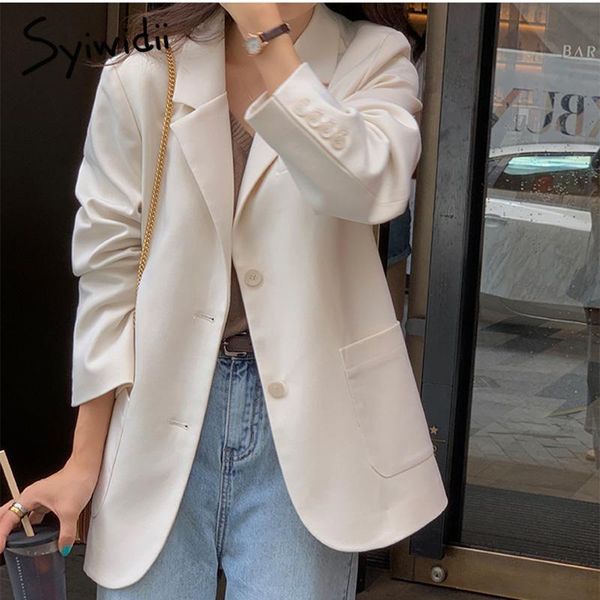 women's suits & blazers syiwidii elegant suit women 2021 fall winter jackets office lady long sleeve coats button up notched pockets ou, White;black
women's suits & blazers syiwidii elegant suit women 2021 fall winter jackets office lady long sleeve coats button up notched pockets ou, White;black