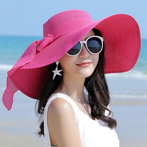 wide brim hats summer large straw hat floppy sun cap bowknot outdoor beach foldable for women uv protection travel, Blue;gray
wide brim hats summer large straw hat floppy sun cap bowknot outdoor beach foldable for women uv protection travel, Blue;gray