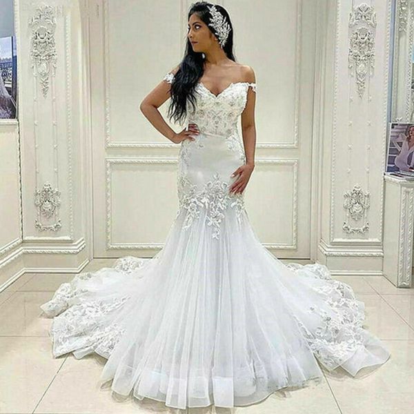 african elegant full lace wedding gowns off shoulder princess mermaid bridal gowns custom made vestido de novia, White
african elegant full lace wedding gowns off shoulder princess mermaid bridal gowns custom made vestido de novia, White