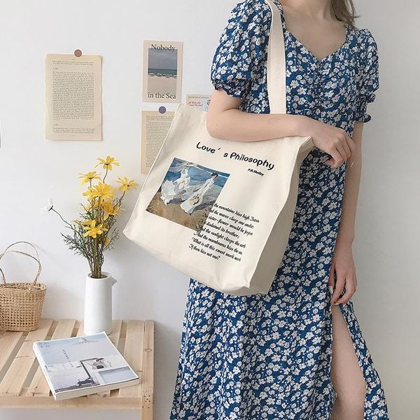 women canvas shoulder bag love philosophy daily shopping bags oil painting books bag thick cotton cloth handbags tote for ladies
women canvas shoulder bag love philosophy daily shopping bags oil painting books bag thick cotton cloth handbags tote for ladies