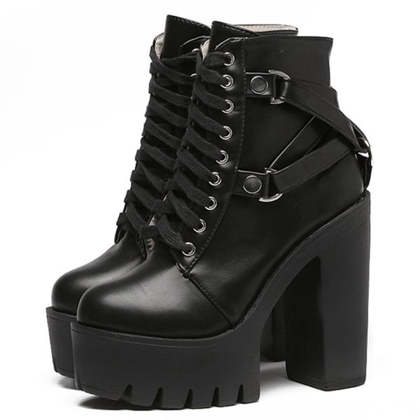 boots bonjomarisa square high heels thick platform chic winter shoes women shoelaces belt motorcycles ankle boot footwear, Black
boots bonjomarisa square high heels thick platform chic winter shoes women shoelaces belt motorcycles ankle boot footwear, Black