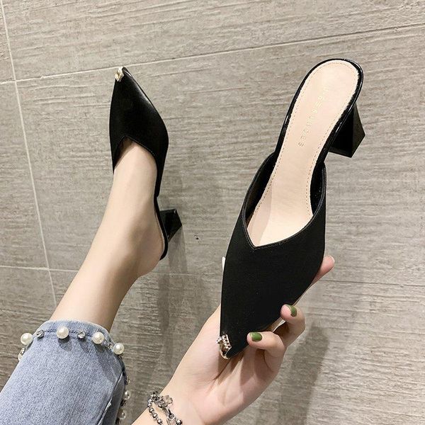 slippers high-heeled shoes lady shallow cover toe women summer med slides fashion square heel pantofle luxury block 2021, Black
slippers high-heeled shoes lady shallow cover toe women summer med slides fashion square heel pantofle luxury block 2021, Black