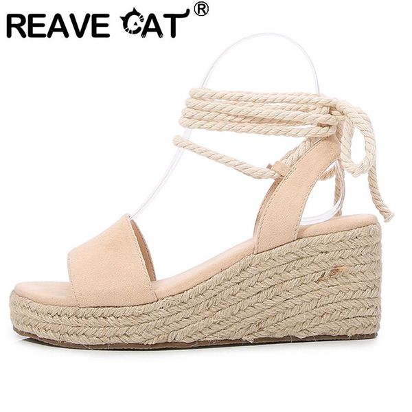 sandals reave cat women 2021 open toe 7cm flock wedges heels thick bottom platform lace-up simple big size 36-41 a3646, Black
sandals reave cat women 2021 open toe 7cm flock wedges heels thick bottom platform lace-up simple big size 36-41 a3646, Black