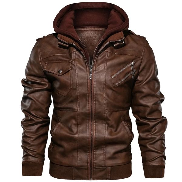autumn winter men pu leather jacket detachable knitted hooded casual all-match cool handsome streetwear hip hop punk coat, Black;brown
autumn winter men pu leather jacket detachable knitted hooded casual all-match cool handsome streetwear hip hop punk coat, Black;brown