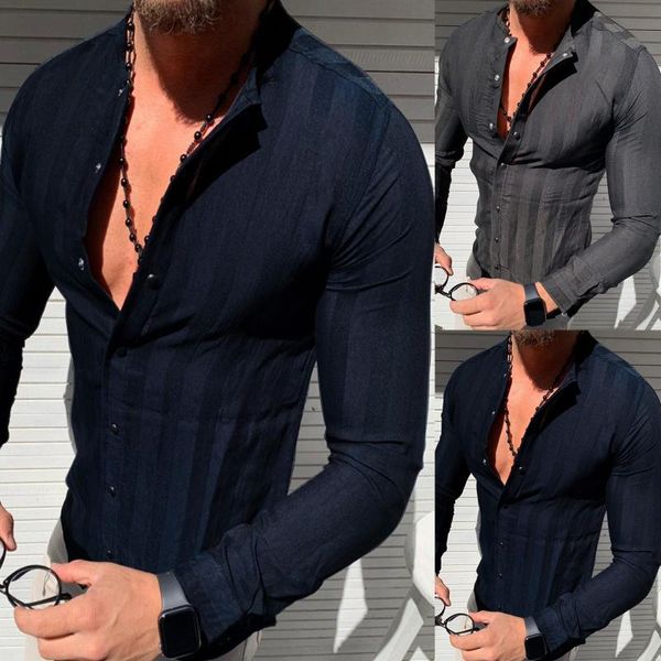 men's casual shirts loose striped stand-up collar long-sleeved button cardigan shirt lapel, White;black
men's casual shirts loose striped stand-up collar long-sleeved button cardigan shirt lapel, White;black