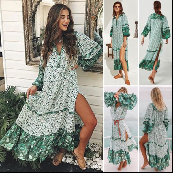 new fashion summer womens floral boho long dress evening party v neck maxi dress plus size, Black;gray
new fashion summer womens floral boho long dress evening party v neck maxi dress plus size, Black;gray