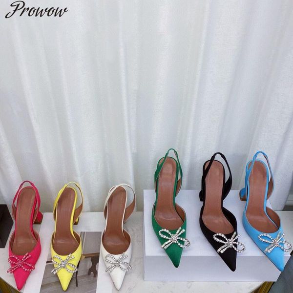 sandals prowow bowknot crystal women silk genuine leather shoes summer wedding party pointed toe high heels, Black
sandals prowow bowknot crystal women silk genuine leather shoes summer wedding party pointed toe high heels, Black