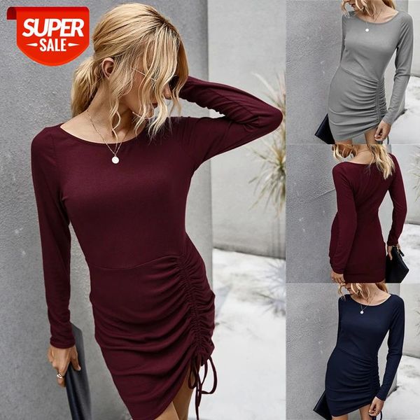women's autumn knitting dress fashion round neck long sleeves solid color bodycon streetwear casual drawstring slim pullover #fi7e, White;black
women's autumn knitting dress fashion round neck long sleeves solid color bodycon streetwear casual drawstring slim pullover #fi7e, White;black