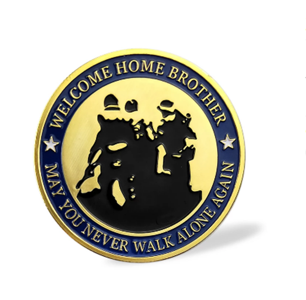 10pcs non magnetic crafts soldiers welcome home brother may you never walk alone again gold plated challenge coins
10pcs non magnetic crafts soldiers welcome home brother may you never walk alone again gold plated challenge coins