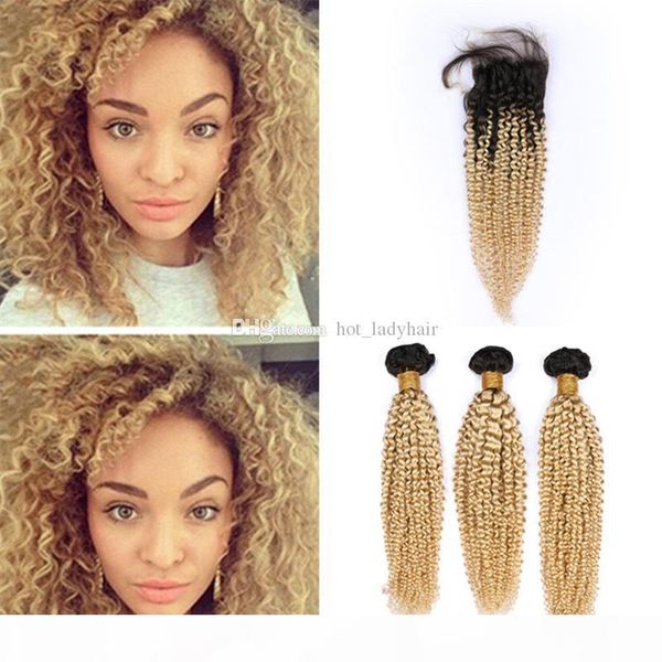 indian kinky curly ombre blonde human hair weave bundles with lace closure #1b 613 dark roots ombre virgin hair and 4x4 closure, Black;brown
indian kinky curly ombre blonde human hair weave bundles with lace closure #1b 613 dark roots ombre virgin hair and 4x4 closure, Black;brown