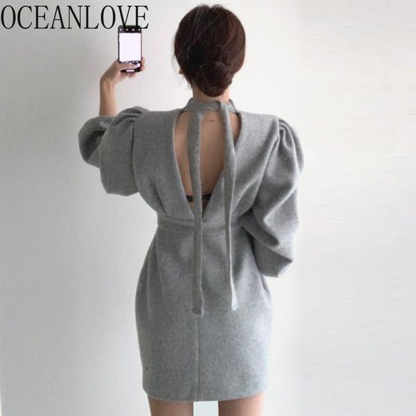 casual dresses oceanlove winter dress women solid lace up back hollow out mini autumn lantern sleeve elegant vestidos 18415, Black;gray
casual dresses oceanlove winter dress women solid lace up back hollow out mini autumn lantern sleeve elegant vestidos 18415, Black;gray