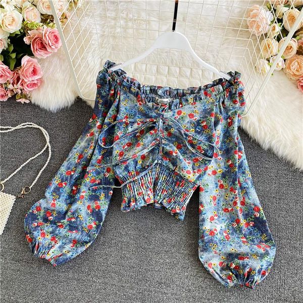 women's blouses & shirts spring autumn korean sweet floral drawstring crop off-shoulder denim shirt women clothing blouse, White
women's blouses & shirts spring autumn korean sweet floral drawstring crop off-shoulder denim shirt women clothing blouse, White