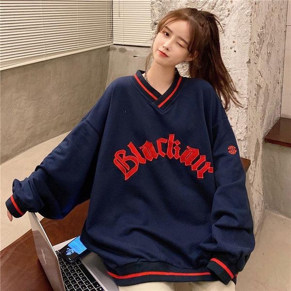 embroidered letter v neck oversized sweatshirt women long sleeve loose casual student kawaii japanese fashion fall winter, Black
embroidered letter v neck oversized sweatshirt women long sleeve loose casual student kawaii japanese fashion fall winter, Black