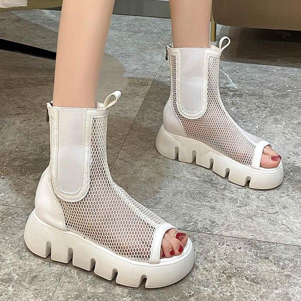 dress shoes summer thick bottom sandals boots women 2021 hollow out mesh wedge cool woman casual open toe back zipper, Black
dress shoes summer thick bottom sandals boots women 2021 hollow out mesh wedge cool woman casual open toe back zipper, Black