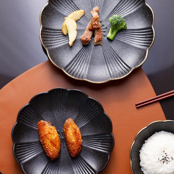 dishes & plates japanese style creative frosted black gold rim petal ceramic plate household simple western dinner steak dinnerplate
dishes & plates japanese style creative frosted black gold rim petal ceramic plate household simple western dinner steak dinnerplate