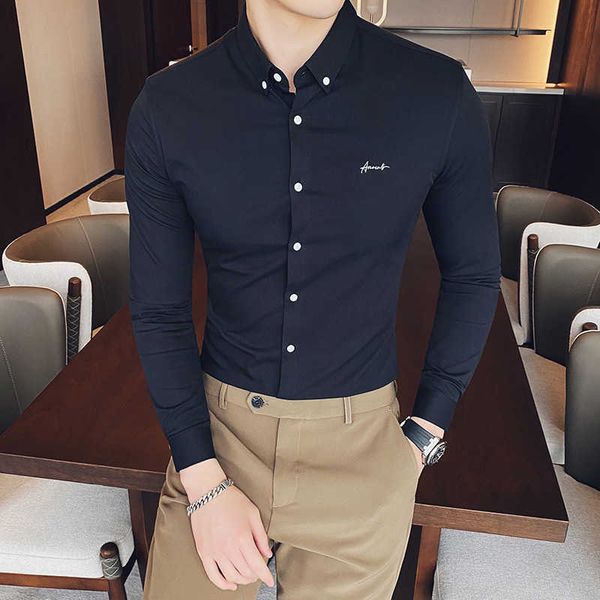 spring shirt men long sleeve business dress shirts solid color office streetwear social blouse chemise homme 210527, White;black
spring shirt men long sleeve business dress shirts solid color office streetwear social blouse chemise homme 210527, White;black