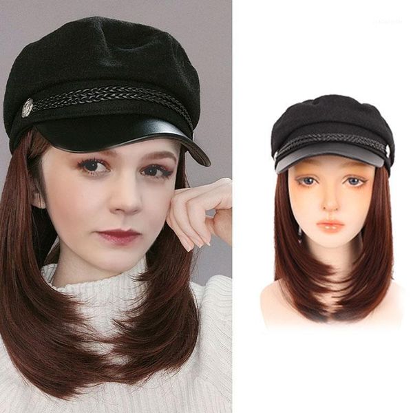 black / brown hort straight wig hair wigs navy hat naturally connect false girl party berets, Blue;gray
black / brown hort straight wig hair wigs navy hat naturally connect false girl party berets, Blue;gray